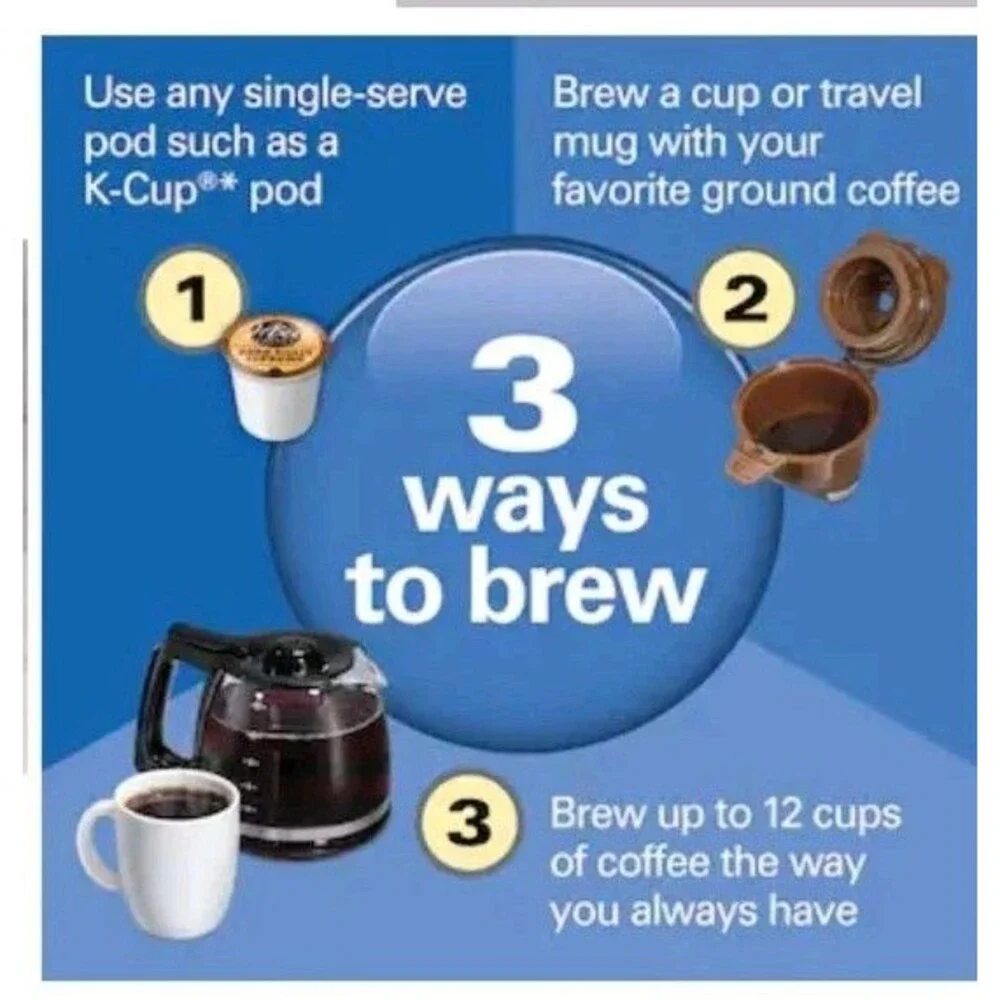 Hamilton Beach FlexBrew Trio 12 Cups Filter Coffee Machine - SingleServe Pod/Gro